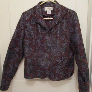 Silver, black and brown design dress jacket; Chadwicks; Size 14